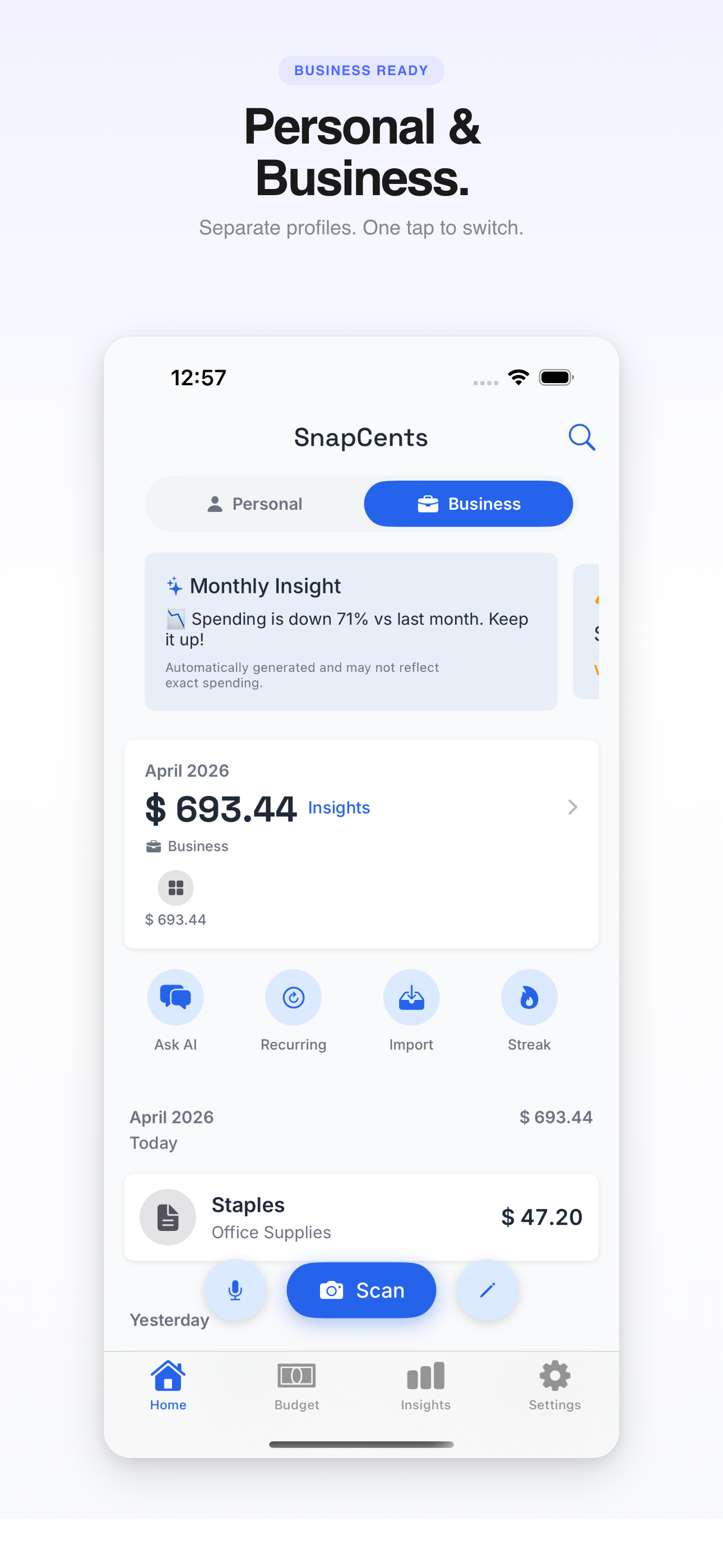 SnapCents - Personal and Business