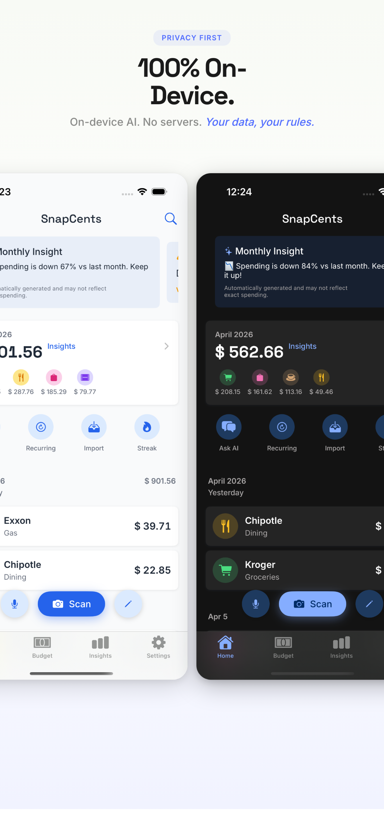 SnapCents - Dark Mode