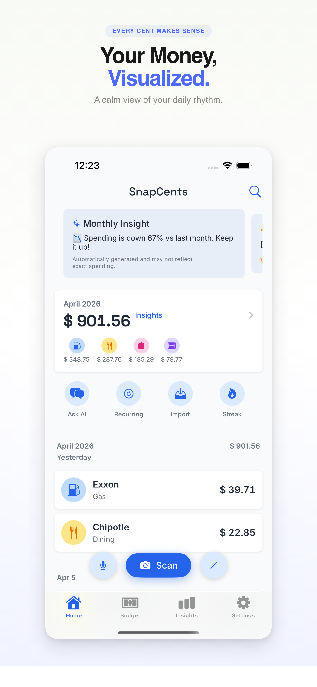 SnapCents - Your Money, Visualized